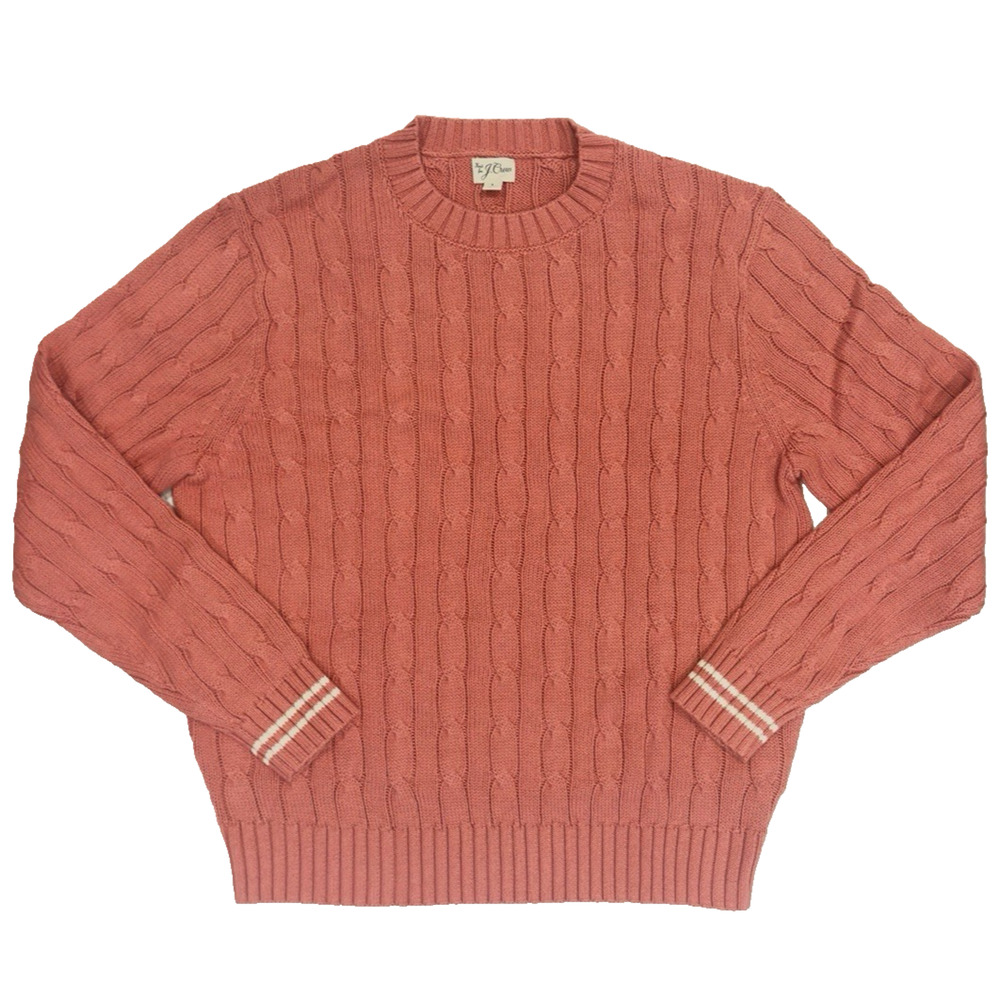 J.Crew Men’s Tipped Cotton Cable-Knit Sweater in Geranium Men’s Size L
